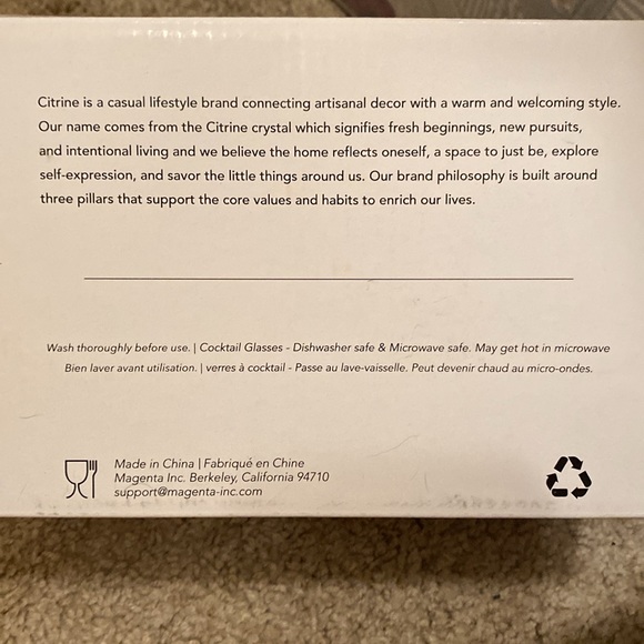 🆕CITRINE-ATLAS COLLECTION: 2 Handblown Cocktail Glasses NIB - Picture 6 of 9